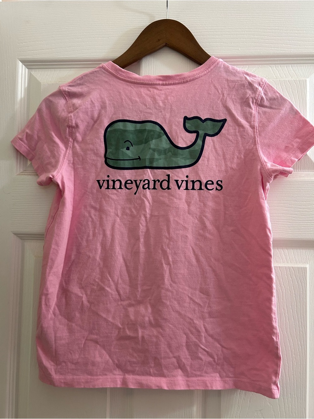 Vineyard Vines Pink Tee with Green Camo Whale